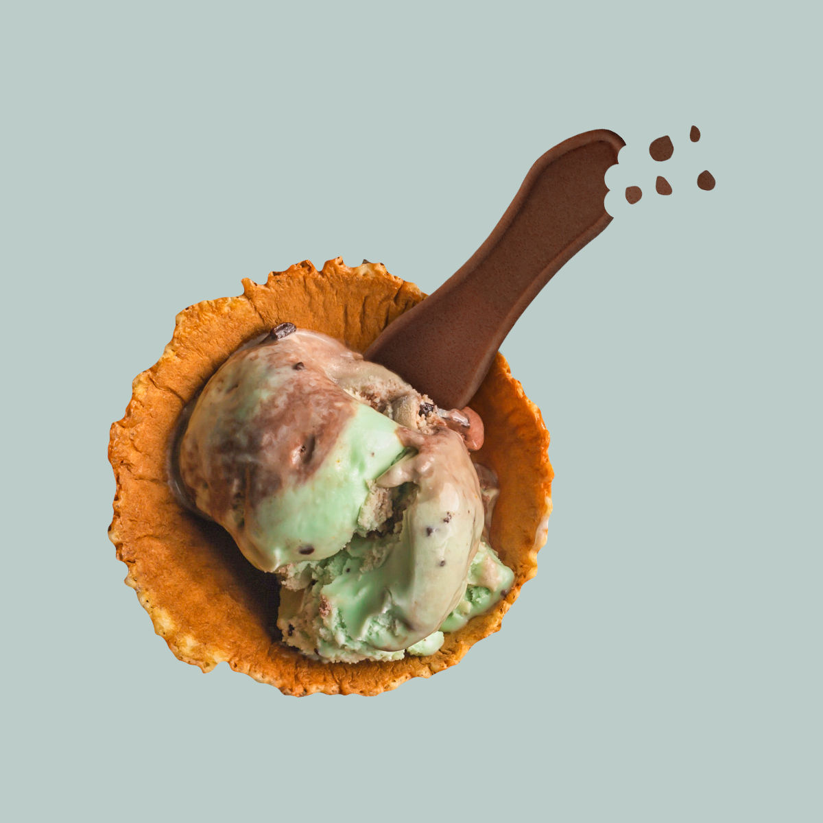 6er Packung Essbare Eislöffel in der Sorte Kakao