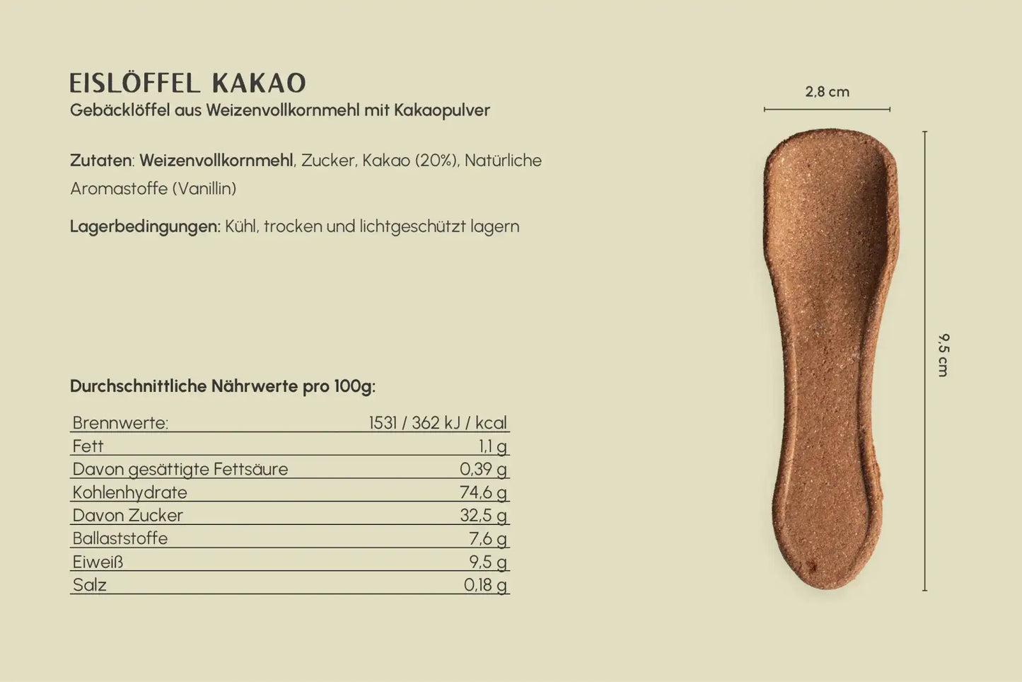 Essbarer Eislöffel, 9 cm, Kakao (500er Box)