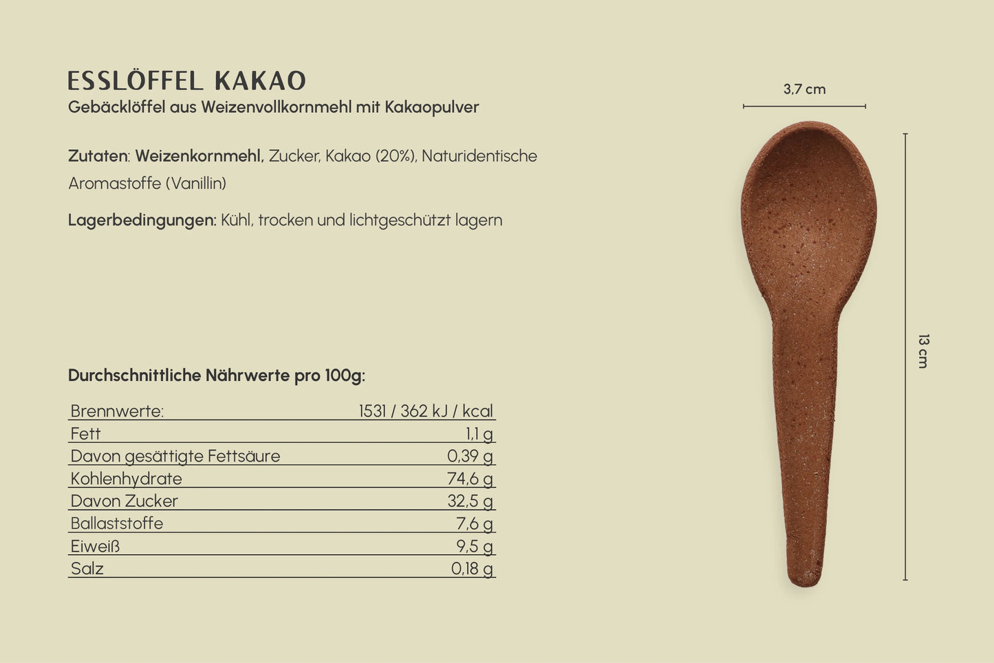 10er Packung Essbare Esslöffel in der Sorte Kakao