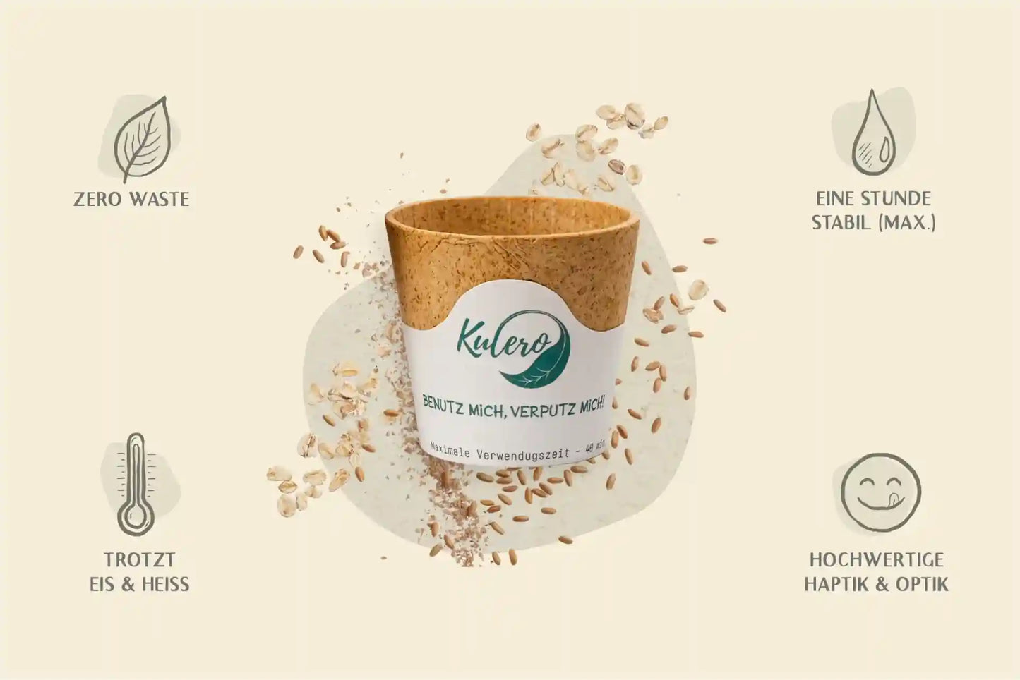 Essbarer Trinkbecher, 220 ml, Ø oben 8 x Ø unten 5 x Höhe 8 cm (12er Packung)