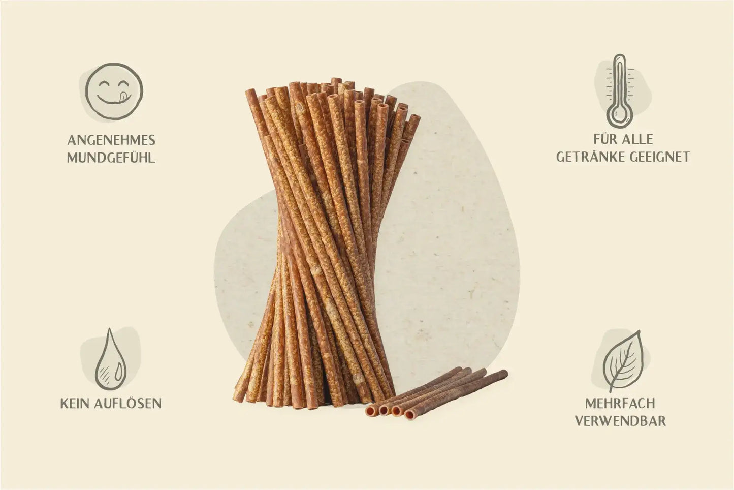 Essbarer Trinkhalm, Ø 0,8 x H 24 cm, Klassik (10er Packung)