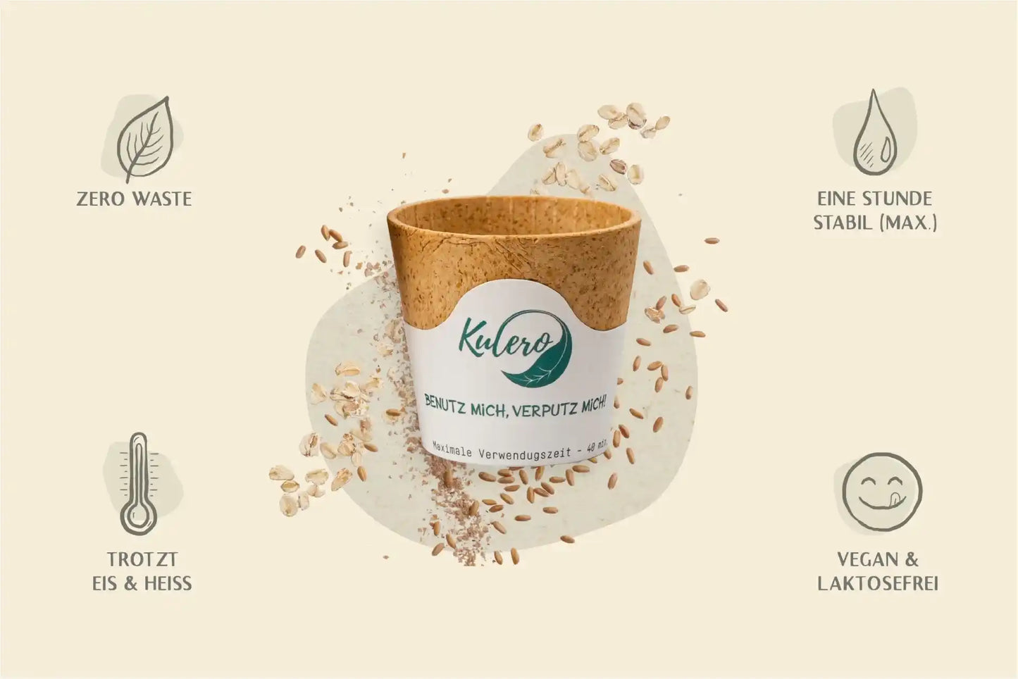 Essbarer Trinkbecher, hell, 110 ml, Ø oben 6,5 x Ø unten 4,5 x Höhe 6 cm (10er Packung)