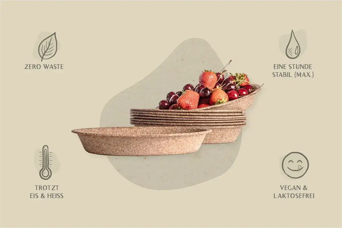 Schüsseln essbar, kompostierbar, Ø 24 cm, 500 ml, oval (25er Packung)