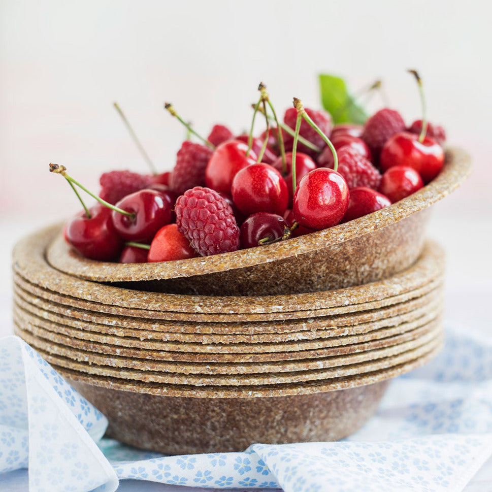 Nachhaltige Einweg-Schüsseln mit Obst